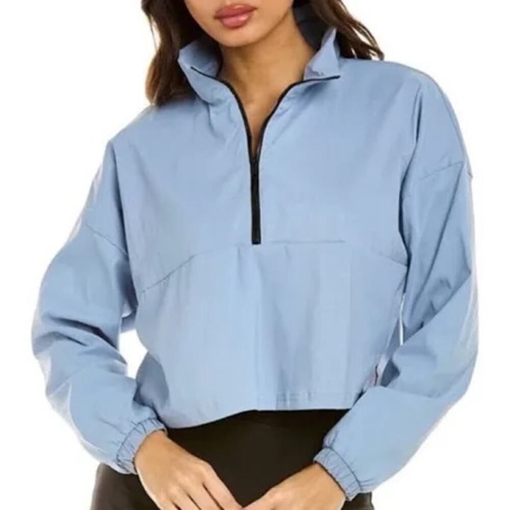 WeWoreWhat Dusty Blue Cropped Quarter Zip Top Size S‎